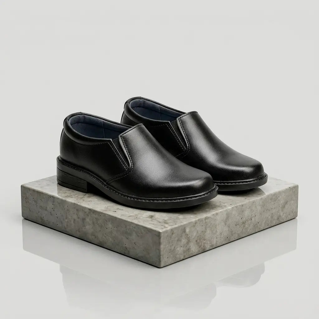 Junior Black Laceless School Loafer shoes