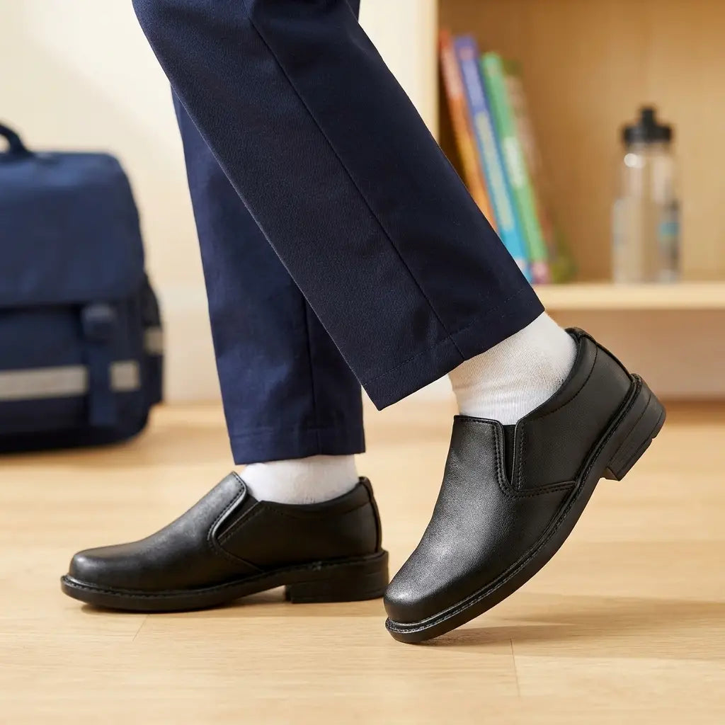 Junior Black Laceless School Loafer shoes