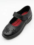 Girls Black Velcro Strap School Shoes