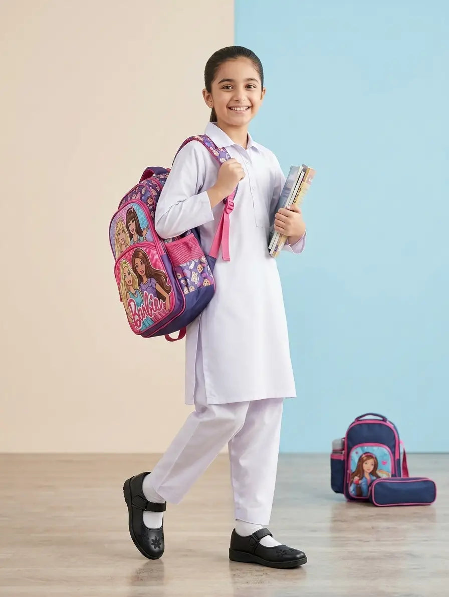 Girls Black Velcro Strap School Shoes